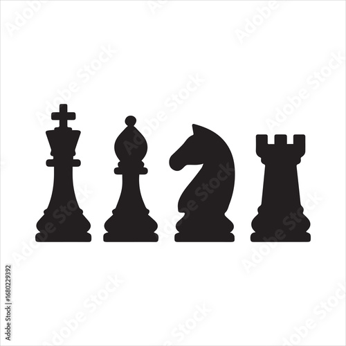  Various chess pieces in silhouette form representing strategy and competition in a timeless game of intellect and skill