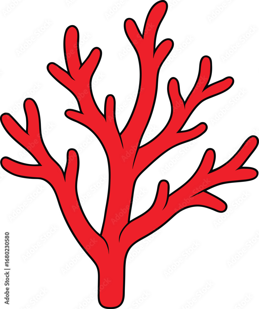 Fototapeta premium Red Coral Reef Branch on Transparent Background