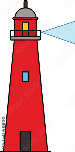 Red Lighthouse Tower Beam on Transparent Background