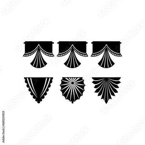 Decorative Curtain Swag Vector Set – Vintage Drapery Ornaments