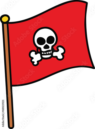 Red Pirate Flag Skull on Transparent Background
