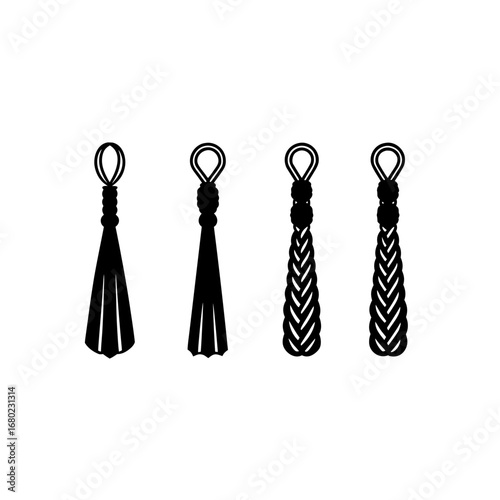 4 different braided rope curtain tieback silhouette