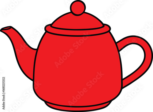 Red Teapot Ceramic Spout on Transparent Background