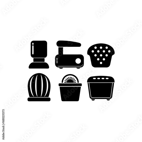 6 different bread maker silhouette vector icons se