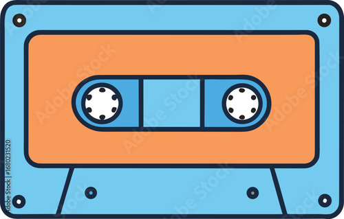 Retro Cassette Tape Icon on Transparent Background