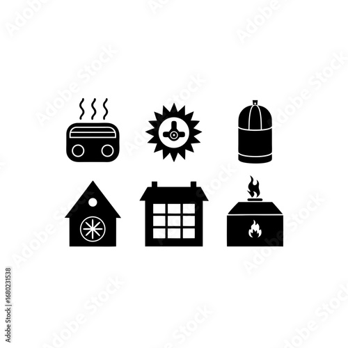 6 different carbon monoxide detector silhouette vector