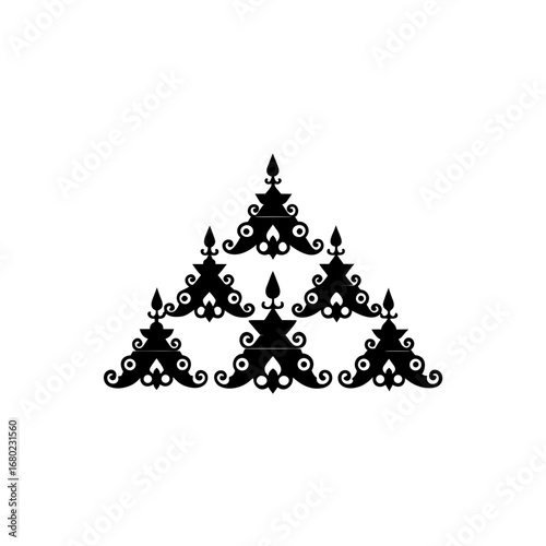 6 different cascading tier ornament silhouette vector