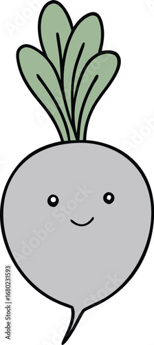 Silver Beetroot Whole Root on Transparent Background