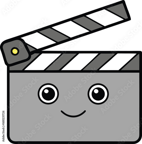 Silver Clapperboard Cinema on Transparent Background