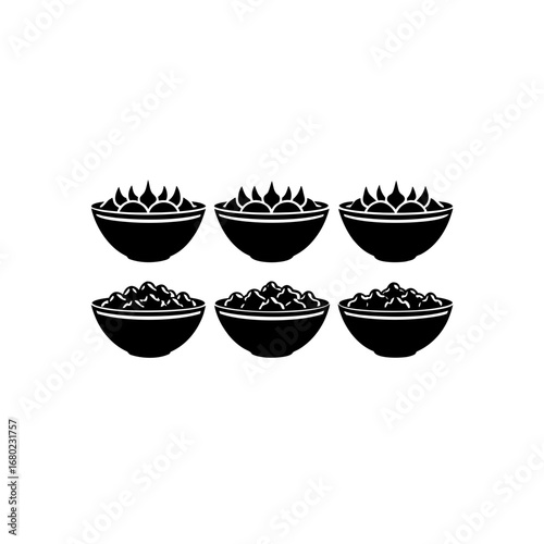 6 different clam chowder bowl silhouette vector ic