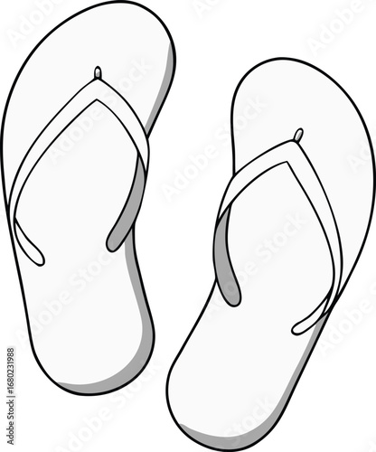 Silver Flip Flops Sandals on Transparent Background