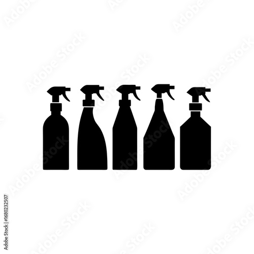 6 different disinfectant bottle silhouette vector 