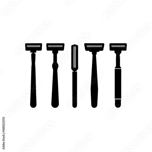 6 different disposable razor silhouette vector ico