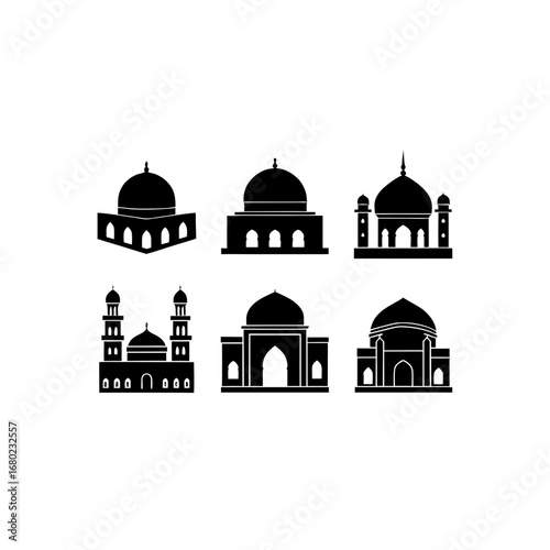 6 different dome of the rock silhouette vector ico