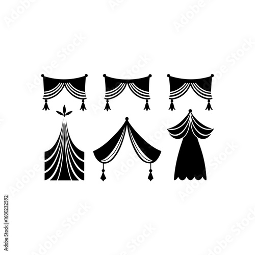 6 different double swag curtain silhouette vector 