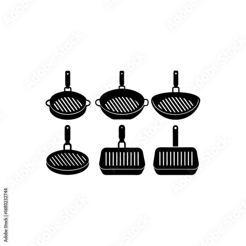 6 different electric grill pan silhouette vector i