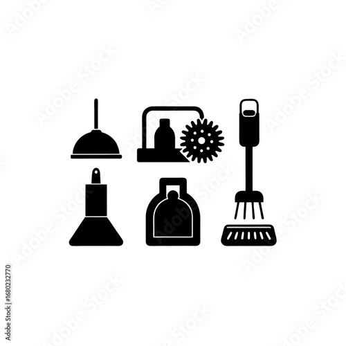 6 different electric scrubber silhouette vector ic