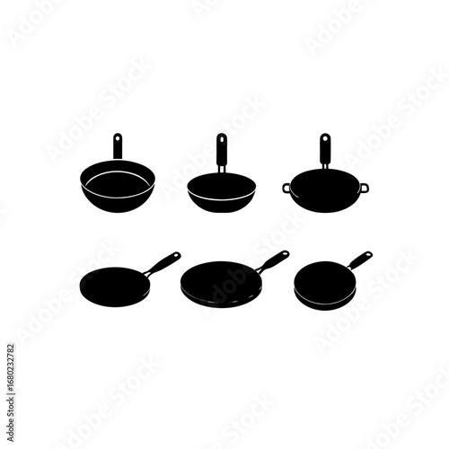 6 different electric skillet silhouette vector ico