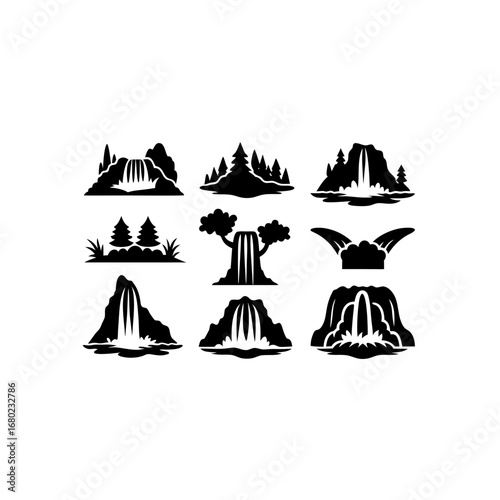 9 different elegant waterfall cascade silhouette v