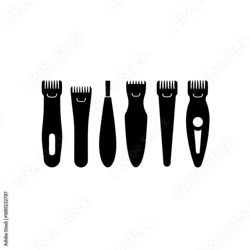 6 different electric trimmer silhouette vector ico