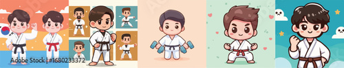 Children are practicing Karate wearing Karate uniforms
