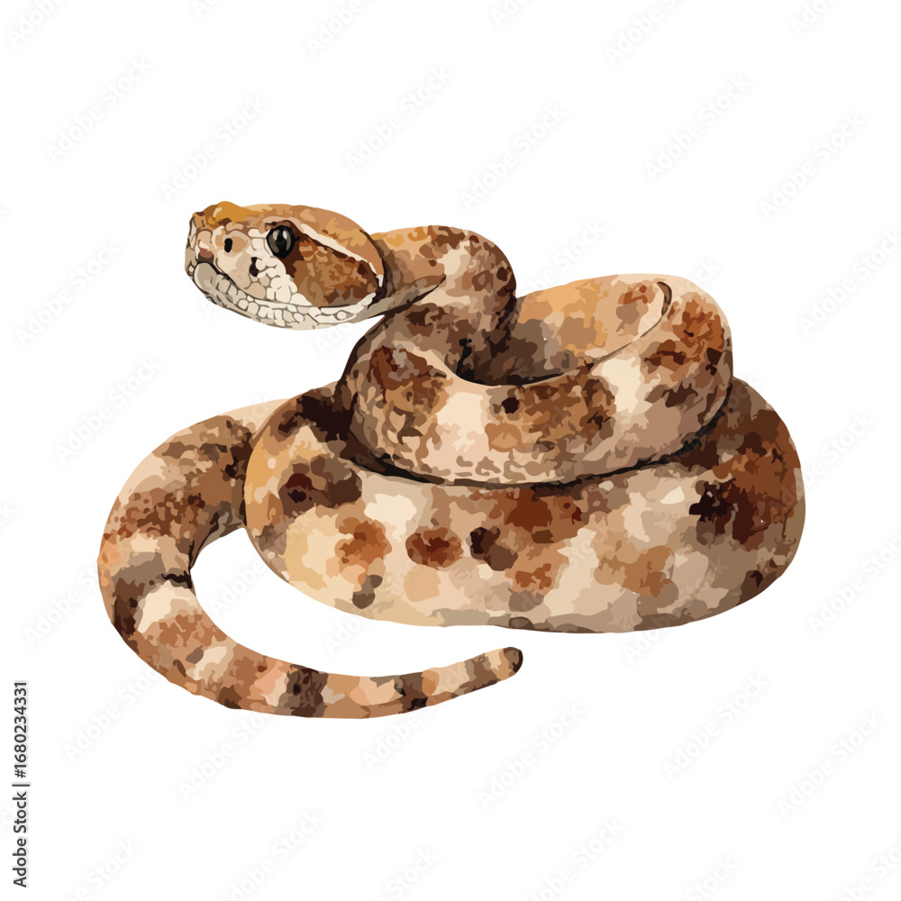 Obraz premium Artistic Illustration of a Coiled Rattlesnake with Detailed Patterns