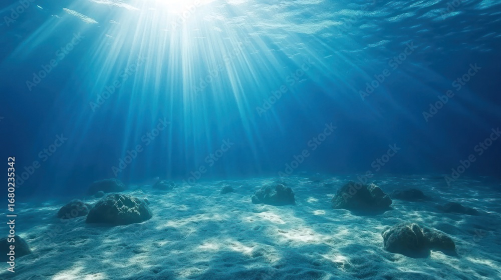 Fototapeta premium Sunlight Piercing Underwater Rocks