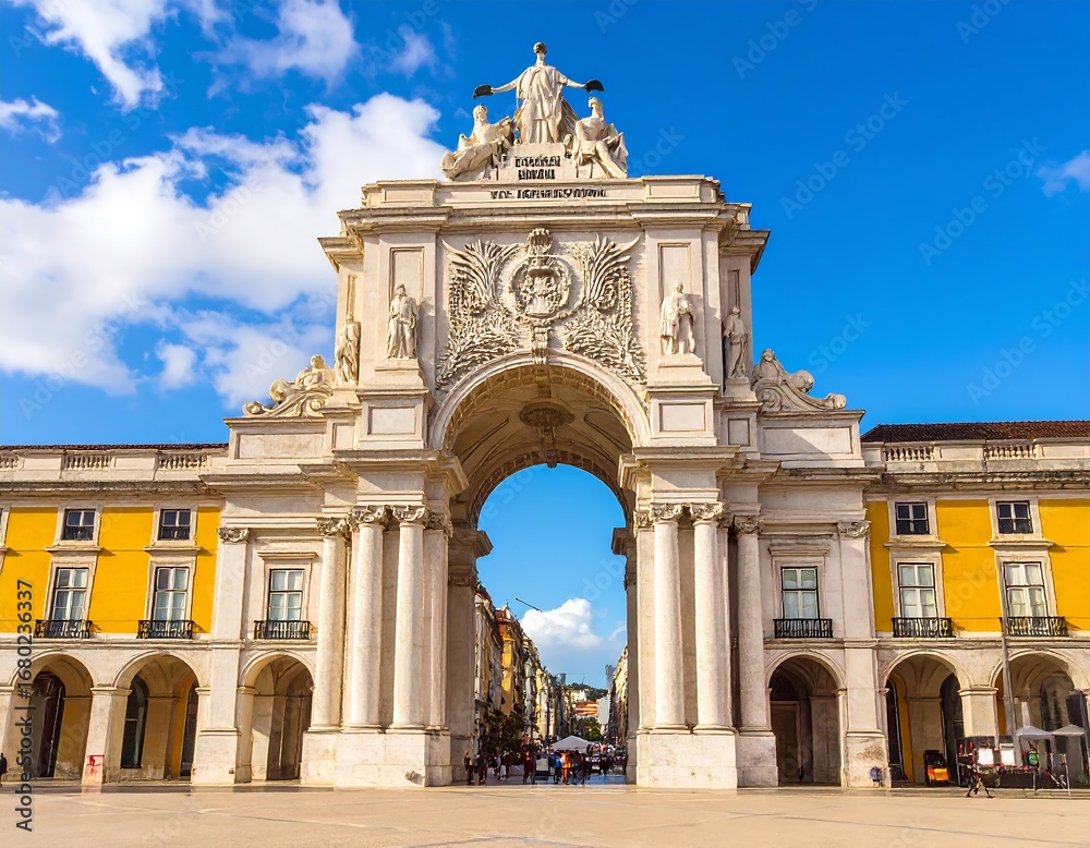 Fototapeta premium Grand archway entrance to a bustling square