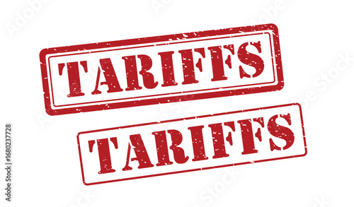 Bold Red "TARIFFS" Rubber Stamp Vector Design