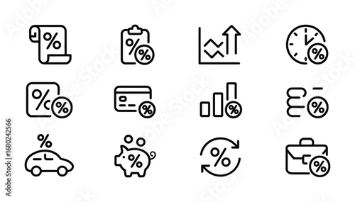 Business and finance percentage icons representing growth and savings opportunities available now vector