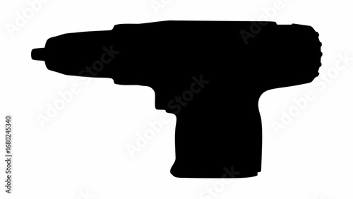 Silhouette of a cordless drill with a pistol grip and visible chuck showcasing power tool design and form