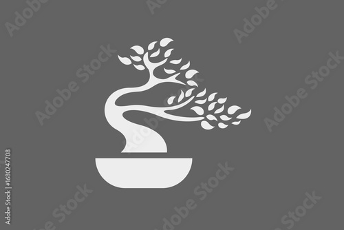Simple bonsai tree silhouette logo