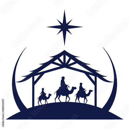 Nativity Scene Silhouette with Three Wise Men and Star christmas jesus