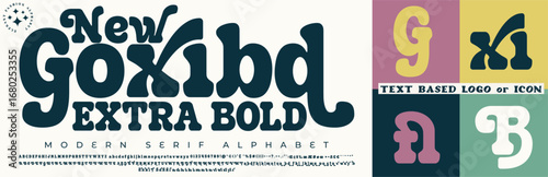 Fashion Serif Stylish Display Bold Font alphabet with G xi fl B Logo