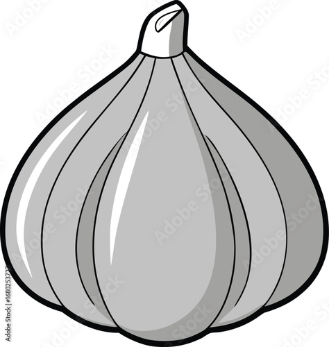 Silver Garlic Clove Peeled on Transparent Background