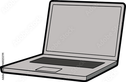Silver Slim Laptop Computer on Transparent Background