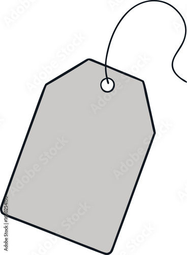 Silver Tea Bag Label on Transparent Background