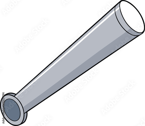 Silver Telescope Tube on Transparent Background