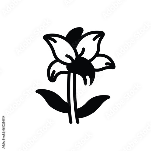 Black solid icon for lily