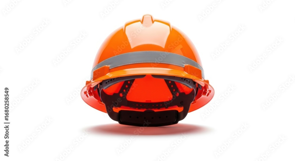 Fototapeta premium Orange Construction Hard Hat on White Background for Safety and Protection
