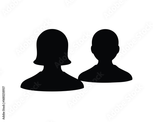 Silhouette of two individuals showcasing gender differences and human representation