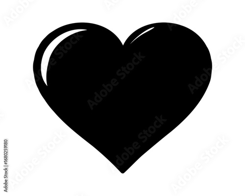 Glossy black heart illustration, a symbol of love and compassion for all
