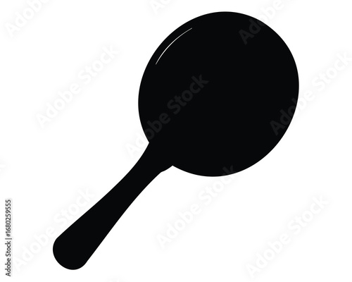 Silhouette of a handheld mirror with a round reflective surface and handle