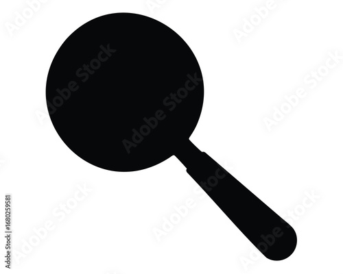 Black silhouette of magnifying glass on white background, for search concepts