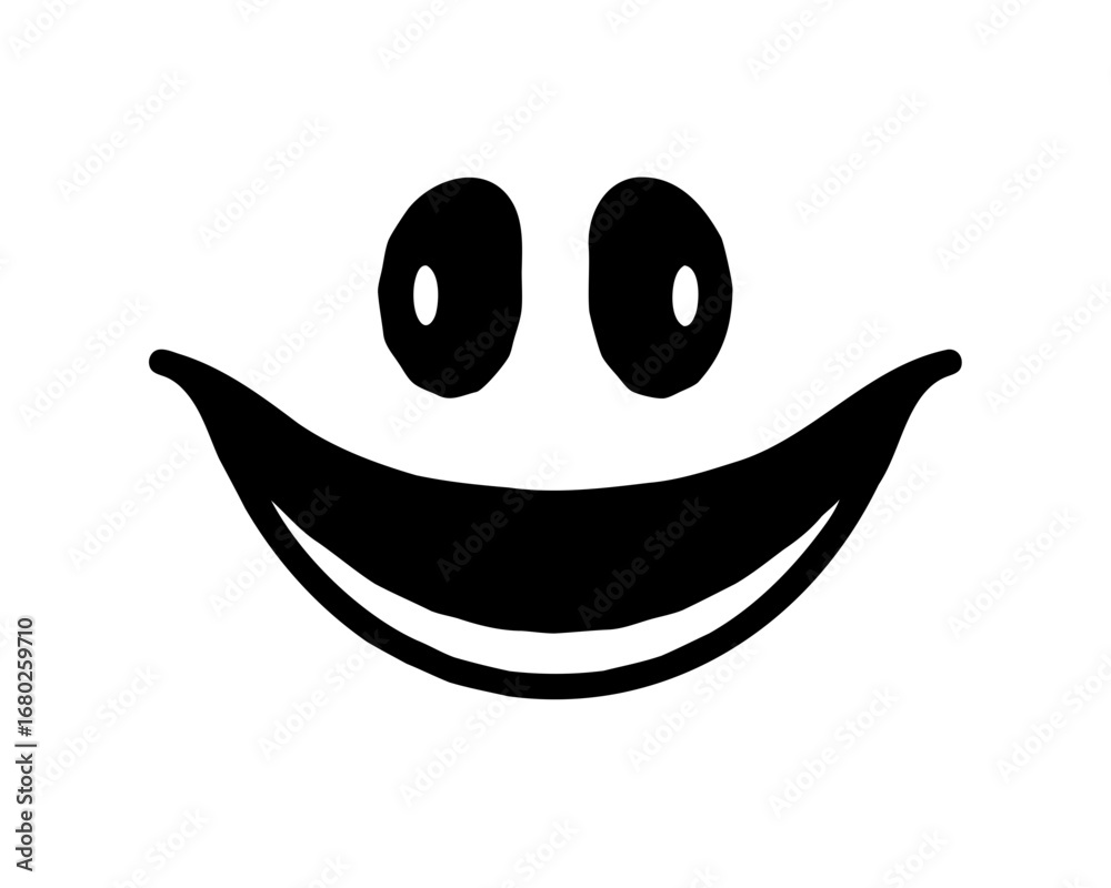 Obraz premium Cartoon style drawing of a smiling face with large eyes and smile
