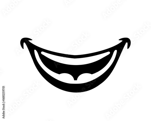 Smiling mouth with simple black lines indicating teeth and lower lip
