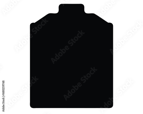 A silhouetted label design with a rounded top and square bottom