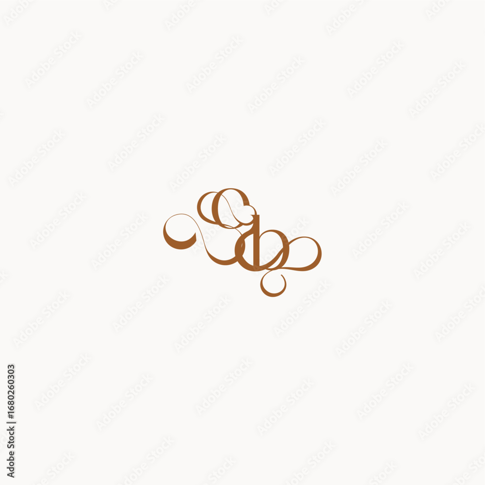 Obraz premium caligraphic style monogram luxury minimalist logo design BO wedding initial concept letter