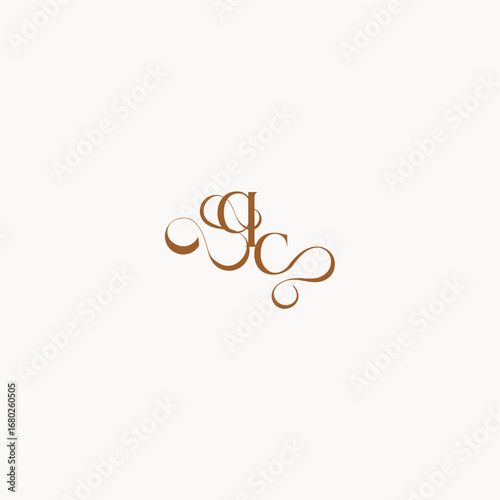 caligraphic style monogram luxury minimalist logo design CQ wedding initial concept letter