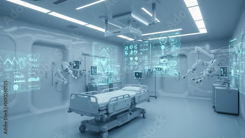 Futuristic hospital room with advanced medical technology